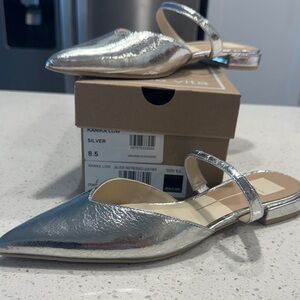 Dolce Vita Silver Pointed Slingback Mules
